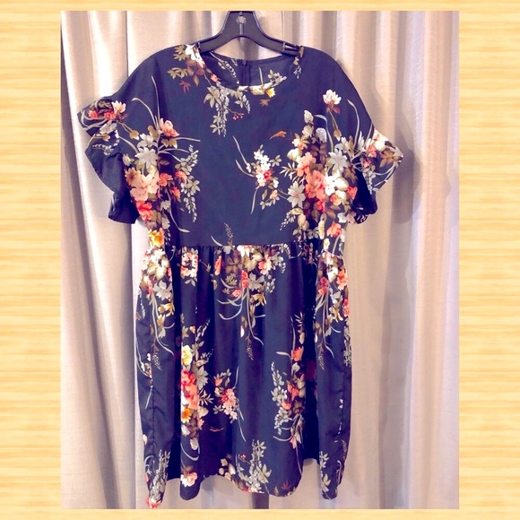 🌺🌷🆕 Floral Ruffle Sleeve Babydoll Dress 2X - Picture 2 of 6